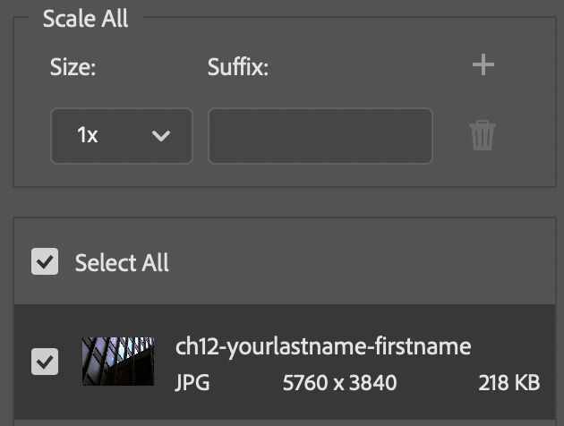 Screen capture showing the estimated optimized file size when JPEG quality is set to 0%.